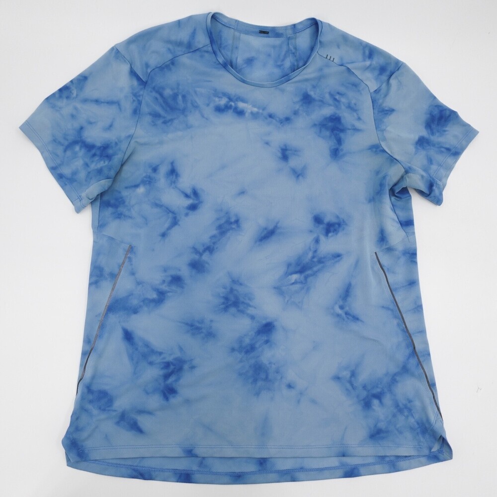 Lululemon Fast and Free T-Shirt Mens Blue Tie Dye Athletic Running Workout